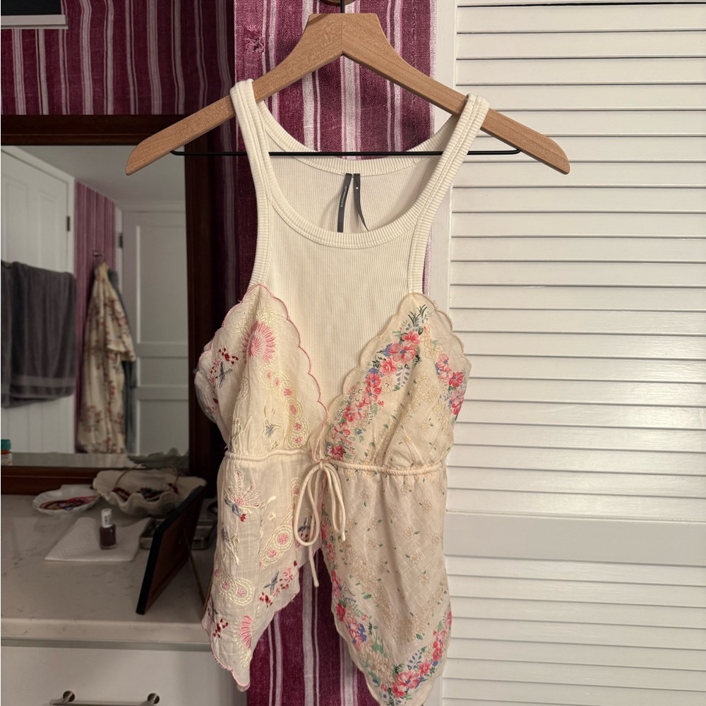 Anthropologie Floral Lace Tank Top